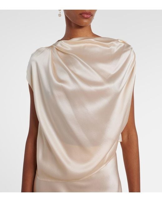 The Sei Natural Draped Silk Satin Top