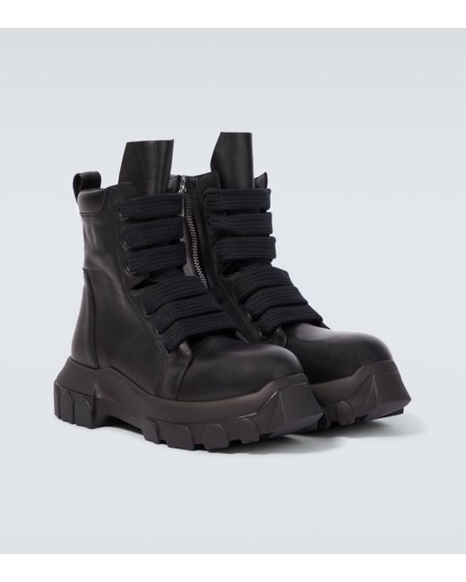 Rick Owens Black Jumbo Laced Leather Boots for men