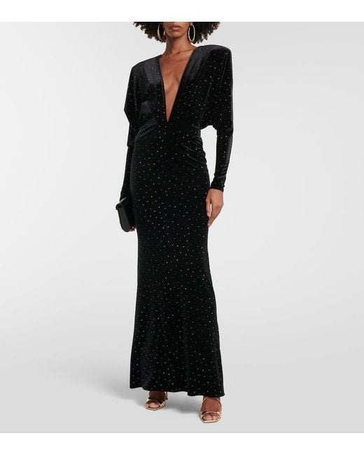 Alexandre Vauthier Black Crystal-Embellished Gown