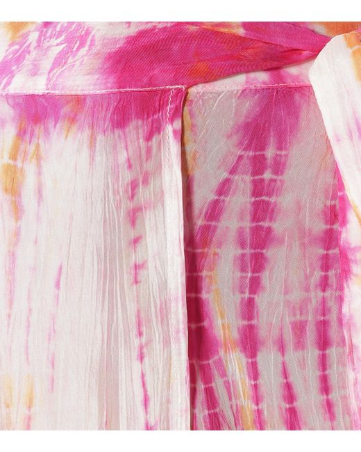 Jupe longue Cara imprimee en soie Anna Kosturova en coloris Pink