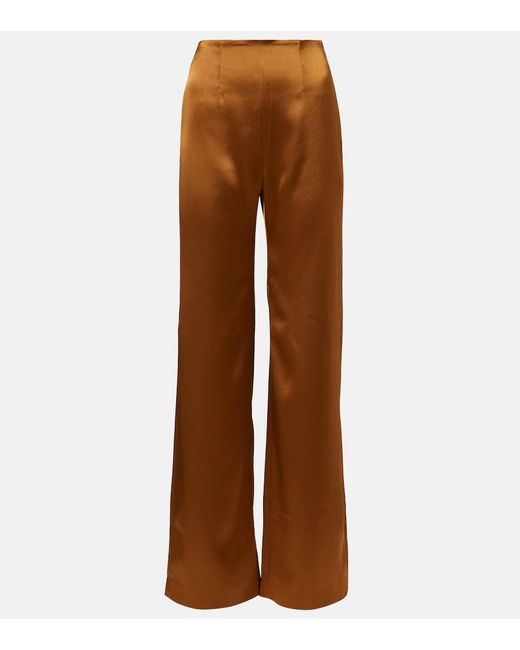 Galvan Brown Sister Moon Satin Wide-Leg Pants