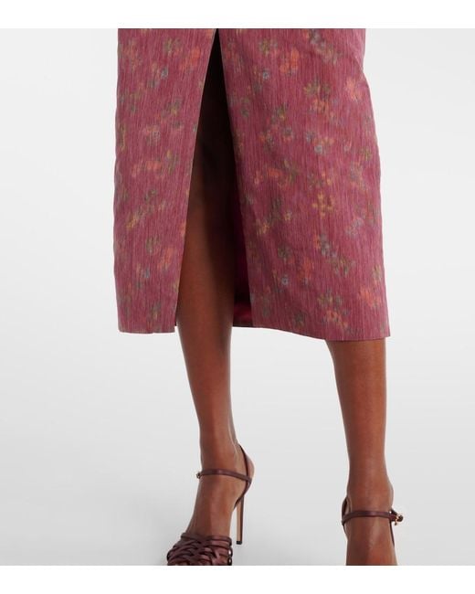 Markarian Purple Adelaine Floral Puff Sleeves Gown