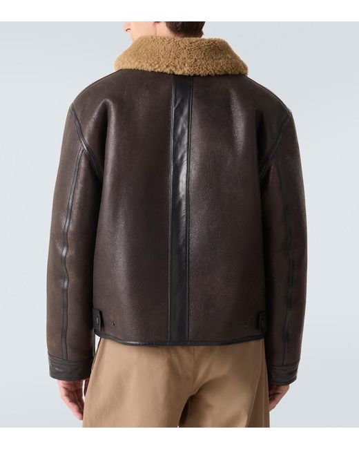 Lemaire Black Shearling-Lined Leather Jacket for men