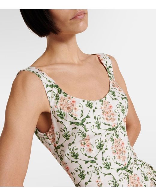 Agua Bendita Metallic Pluma Floral Corset Cotton Dress