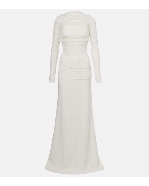 Christopher Esber White Bridal Veiled Silk Tulle Gown