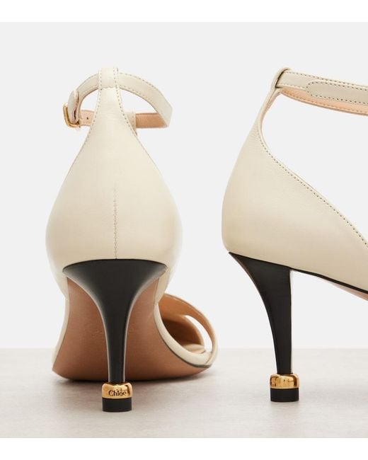 Chloé Natural Cleia Embellished Leather Pumps