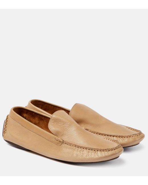 The Row Natural Lucca Leather Moccasins