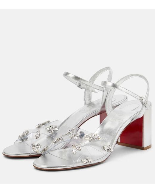 Christian Louboutin White Queenie Pvc And Metallic Leather Sandals