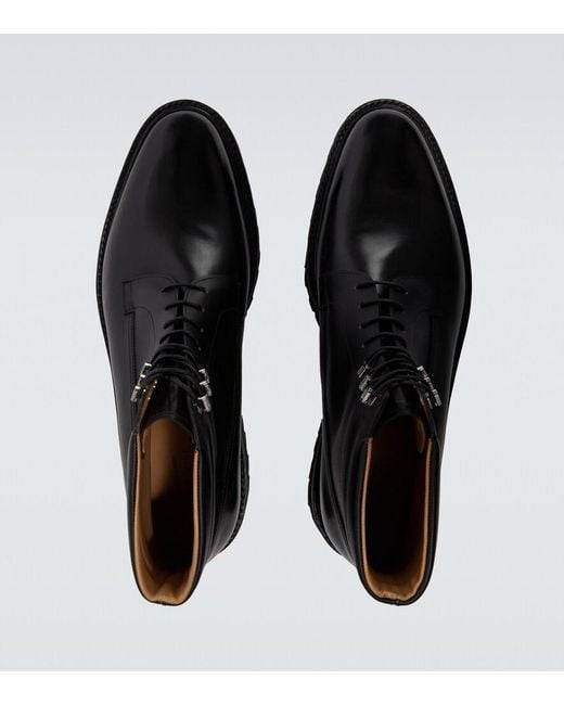 John Lobb Black Alder Leather Lace-Up Boots for men