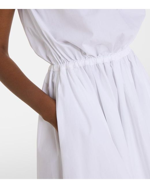 Patou White Gathered Cotton Midi Dress