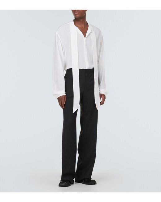 Dolce & Gabbana Black Wool-Blend Straight Pants for men
