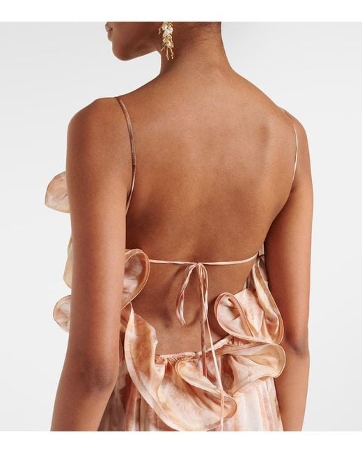 Zimmermann Brown Bedrucktes Maxikleid Illuminate Aus Seide