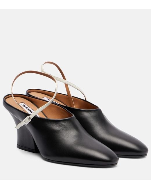 Jil Sander Black Leather Mules