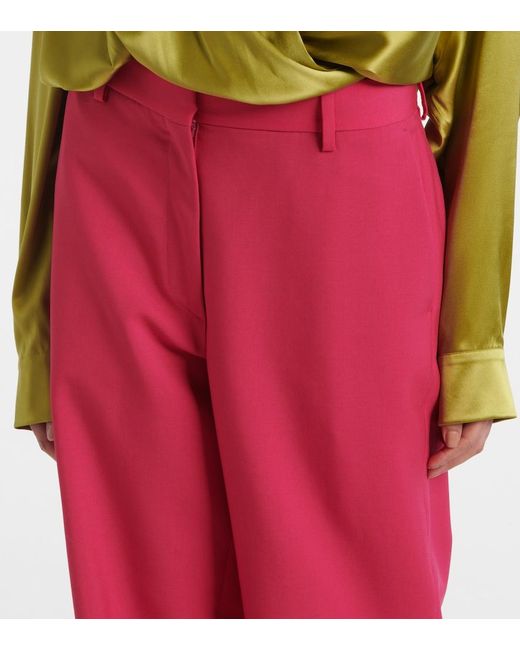 Dries Van Noten Pink Wool And Mohair Twill Straight Pants