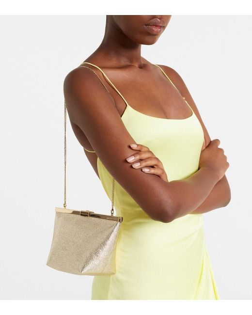 Jimmy Choo White Ganache Metallic Leather Clutch