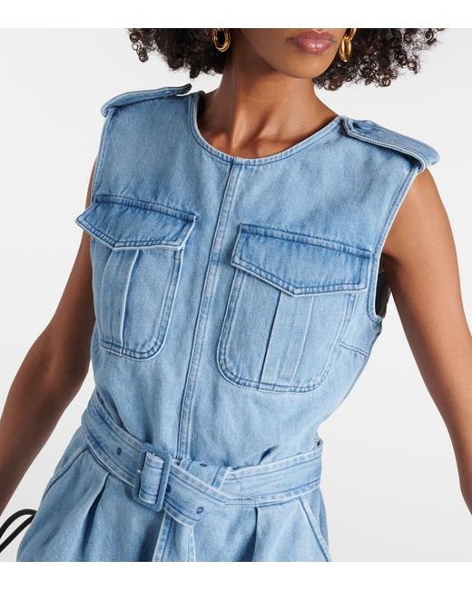 Dries Van Noten Blue Maxikleid Aus Denim