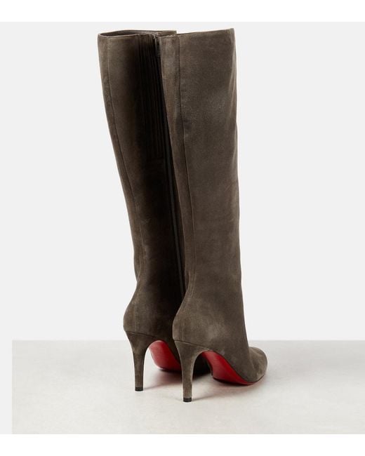 Christian Louboutin Brown Stiefel Pumppie Botta Aus Veloursleder