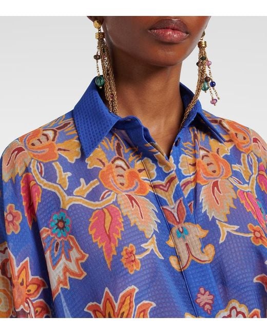 Etro Blue Printed Poncho