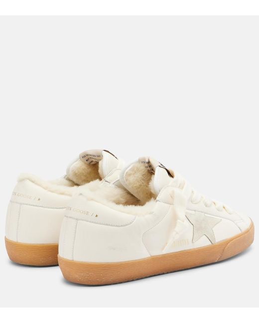 Golden Goose Deluxe Brand White Super-Star Shearling-Lined Leather Sneakers