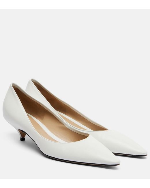 The Row White Liisa Two Leather Pumps