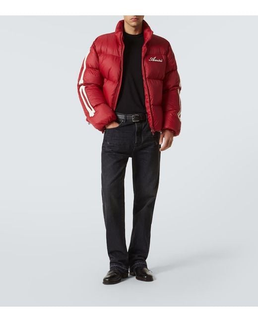 Amiri Red Bones Logo Patch-Applique Down Jacket for men