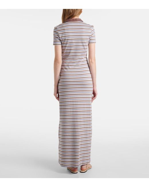Faithfull The Brand White Tiesse Striped Cotton Maxi Dress