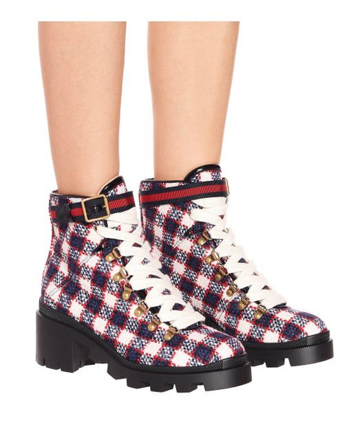 gucci tweed boots