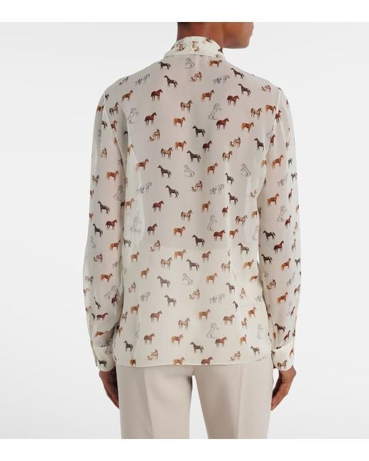 Gabriela Hearst Natural Shildon Tie-Neck Silk Blouse