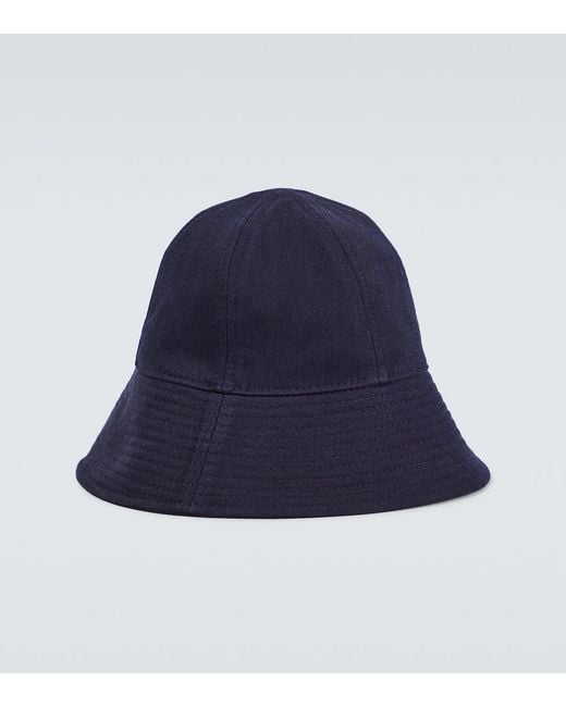 Jil Sander Blue Cotton Bucket Hat for men