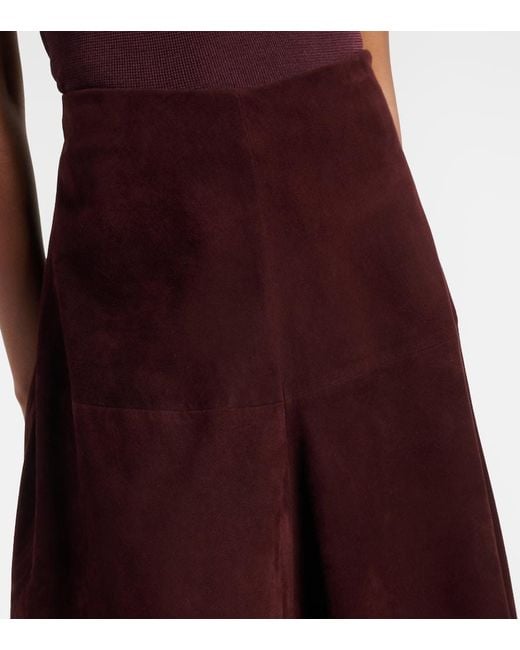 Nour Hammour Purple Opera Leather Midi Skirt