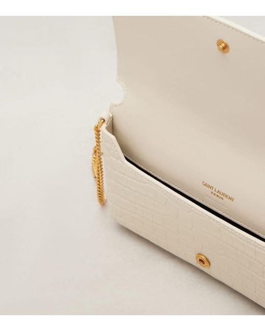 Saint Laurent White Smartphone-Etui Cassandre Mini Aus Leder