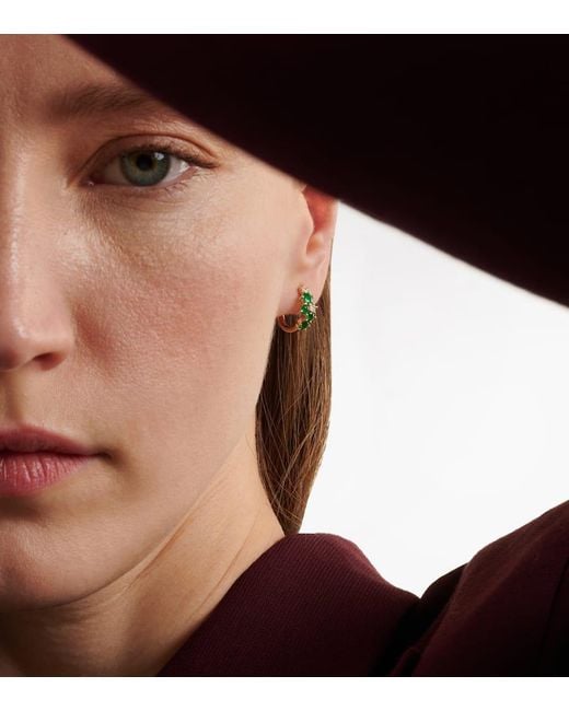 Sydney Evan White X Wicked Emerald City 14Kt Huggies With Emeralds And Diamonds