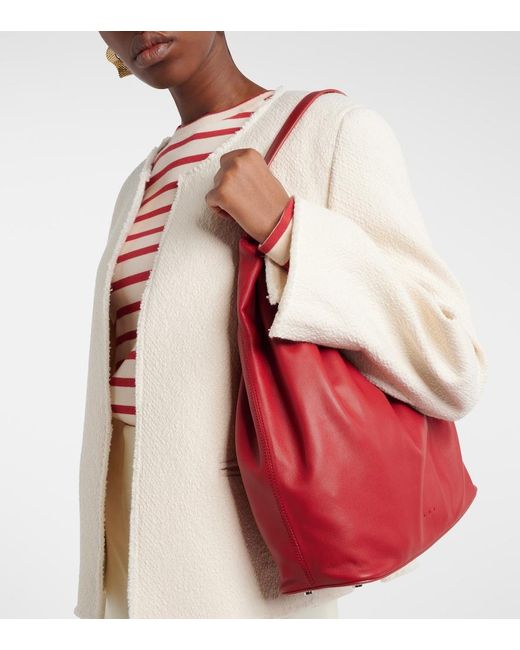 Aesther Ekme Red Demi Lune Cloud Medium Leather Shoulder Bag