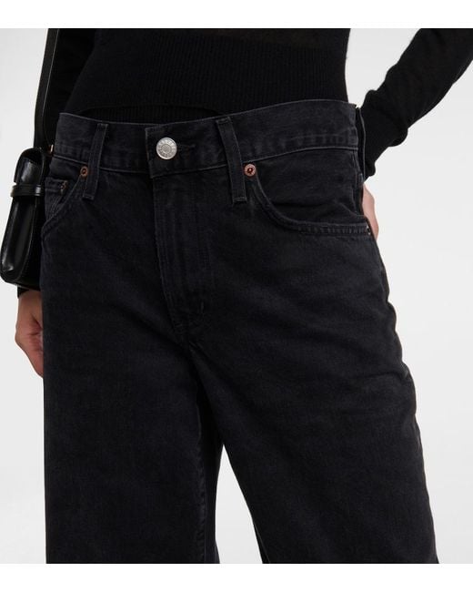Agolde Black Clara Low-Rise Wide-Leg Jeans