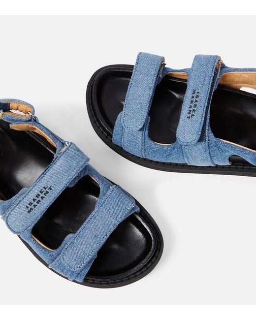 Isabel Marant Blue Madee Denim Platform Sandals
