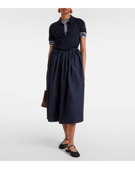 Gianvito Rossi Blue Leather-Trimmed Organza Ballet Flats