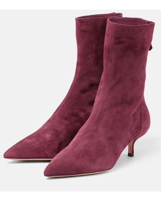 Aquazzura Purple Montmartre Suede Ankle Boots