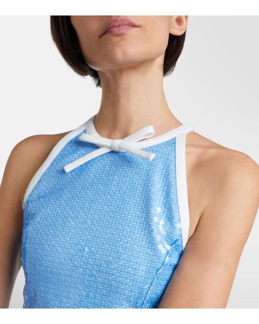 ShuShu/Tong Blue Sequined Halterneck Minidress