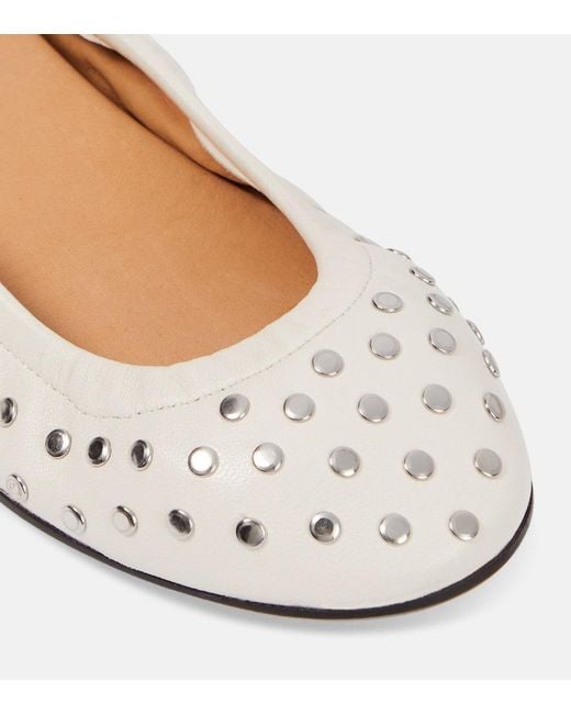Isabel Marant White Belna Leather Ballet Flat