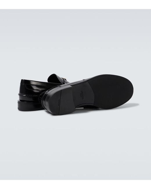 Prada Black Logo Leather Loafers for men