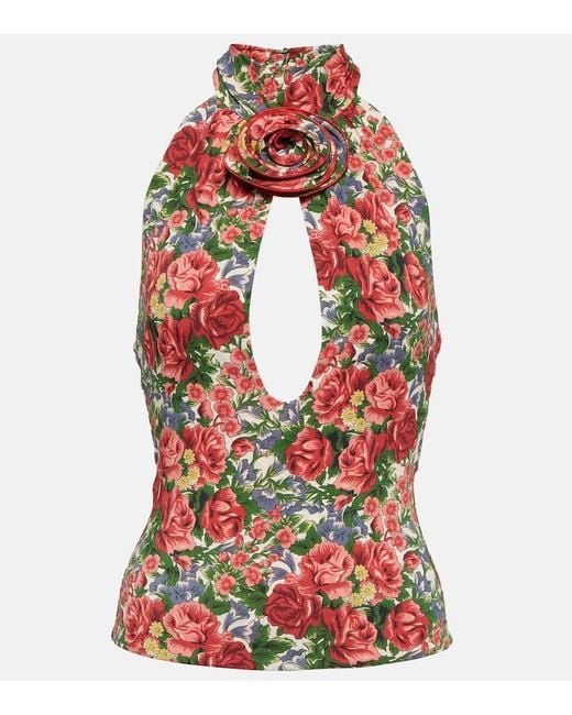Magda Butrym Red Floral Halterneck Top