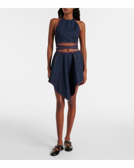 Alaïa Blue Halterneck Denim Crop Top