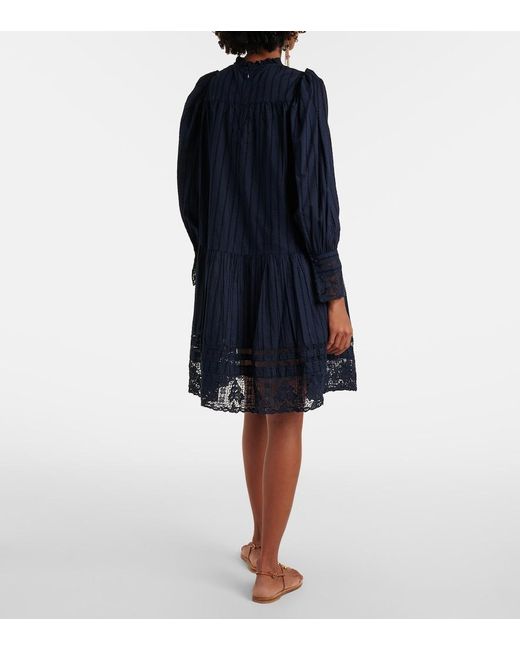 Ulla Johnson Blue Lace And Cotton Minidress