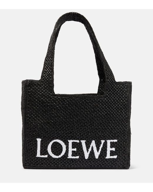 Loewe Black X Paula's Ibiza Medium Logo-Print Raffia-Blend Top-Handle Bag