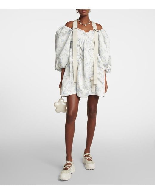 Simone Rocha White Puff-Sleeve Minidress