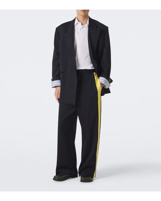Loewe Blue Wool Wide-Leg Pants for men