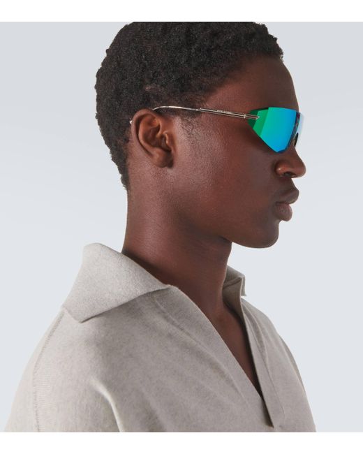 Bottega Veneta Green Mask Flat-top Sunglasses for men