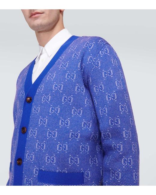 Gucci Cardigan GG aus Jacquard-Strick in Blue für Herren