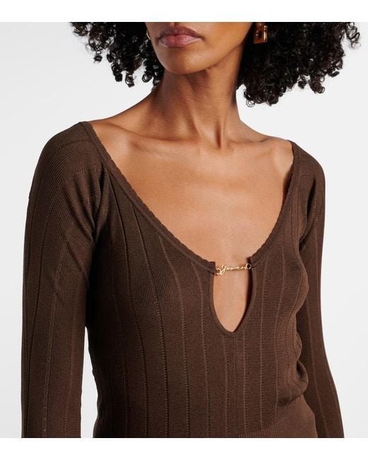 Jacquemus Brown Top Pralu Aus Rippstrick