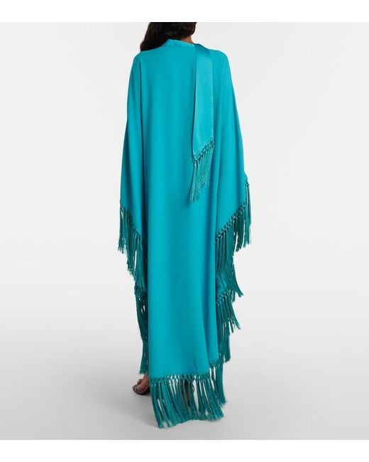 Taller Marmo Blue Cecil Fringed Crepe Cady Kaftan